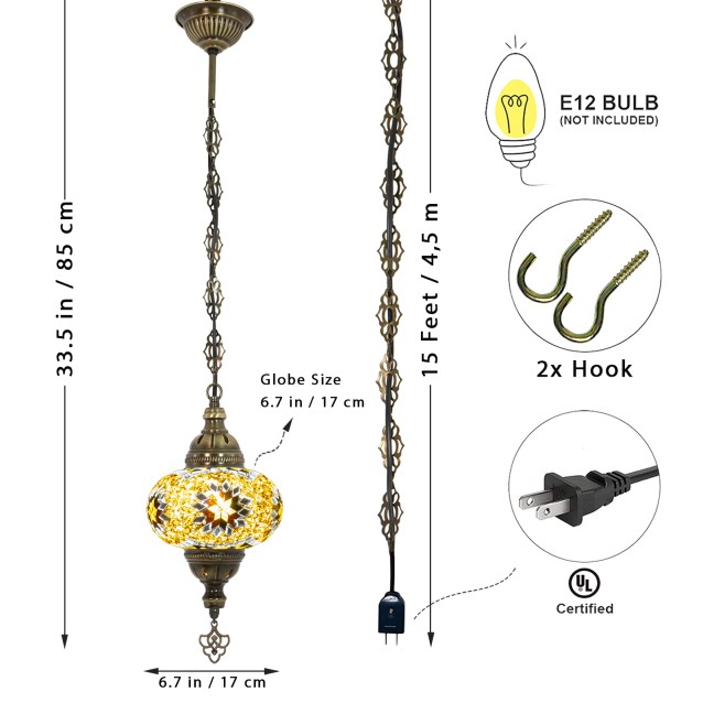One Light Turkish Mosaic Hanging Lamp (Brown Star) One Light Turkish Mosaic Hanging Lamp (Brown Star)
